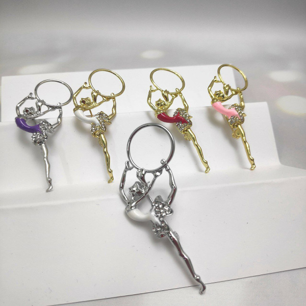 Брошь Гимнастка 7 см., с обручем большая